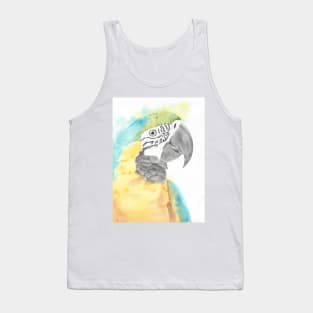 blue and gold macaw watercolor portrait bird parrot Tank Top